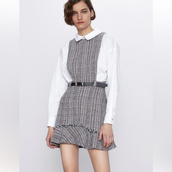 Zara Dresses & Skirts - Zara pinafore Tweed Dress